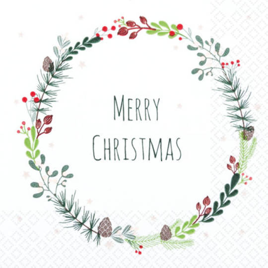 Paper Napkins 33cm, Merry Christmas Wreath *ETA Nov